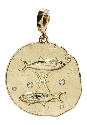Azlee 18K yellow gold Diamond Pisces coin necklace