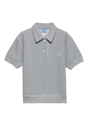 Prada logo-embroidered ribbed-knit polo shirt - Grey