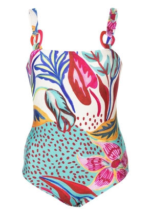 PatBO Flora square-neck swimsuit - Blue