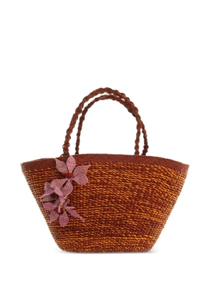 AMOR Y MEZCAL large braided tote bag - Brown