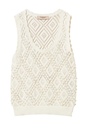TWINSET diamond-pattern knitted top - White