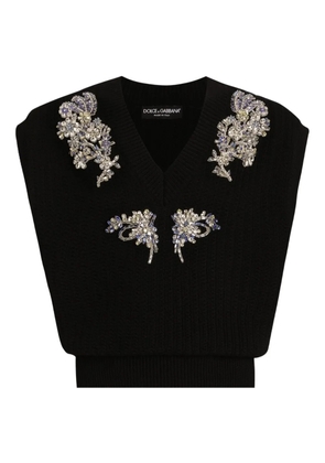 Dolce & Gabbana embellished V-neck knitted vest - Black
