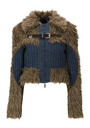 Andersson Bell Olga belted panelled shearling cardigan - Grey