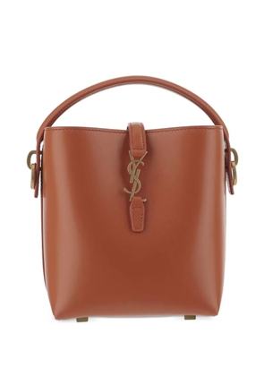 Saint Laurent mini Le 37 logo-plaque bucket bag - Brown
