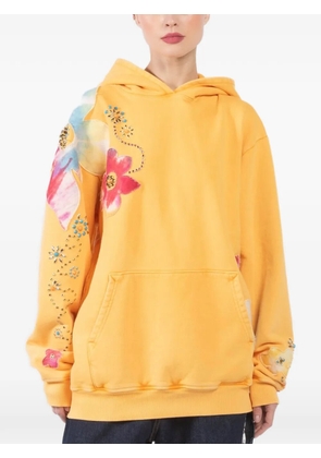 cout de la liberte Killian floral-patches hoodie - Yellow
