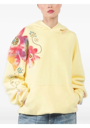 cout de la liberte floral-print embellished hoodie - Yellow
