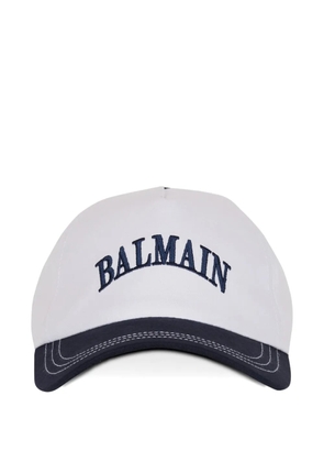 Balmain embroidered cotton cap - White
