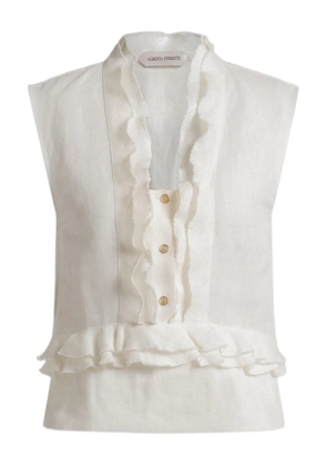 Alberta Ferretti ruffled buttoned blouse - White