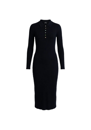 PS Paul Smith buttoned ribbed midi dress - Black