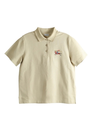 Burberry embroidered-logo polo shirt - Neutrals