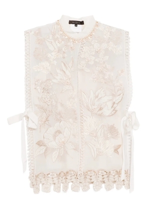 Biyan floral-embroidered vest - Neutrals