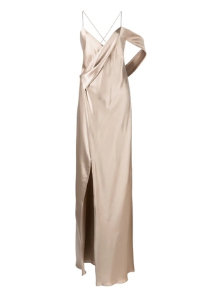 Michelle Mason silk cowl back gown - Neutrals