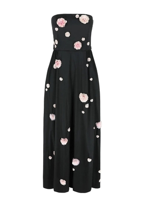 Bernadette floral-appliqué strapless dress - Black