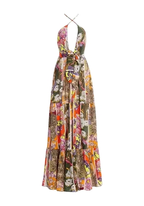 Agua Bendita Fairy Suki tie-back floral maxi dress - Orange
