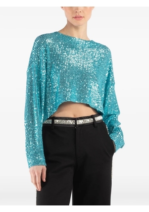 In The Mood For Love Alexandra sequin crop top - Blue