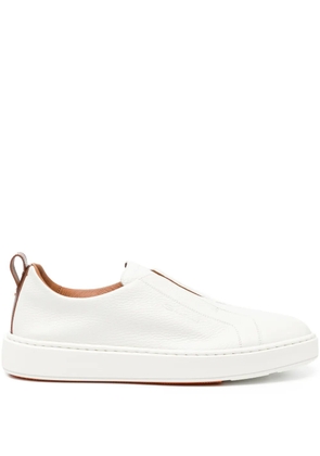 Santoni tumbled leather sneakers - White