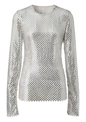 Burberry metallic paillette-embellished mesh top - Silver