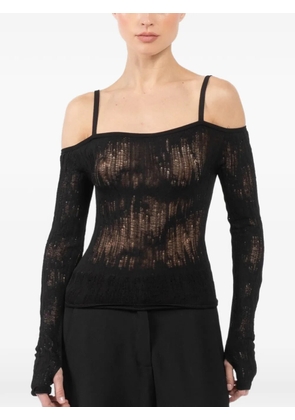 Isabel Benenato lace strap top - Black