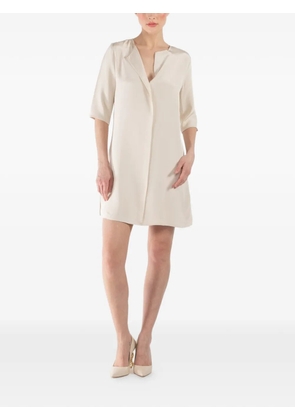 Peter Cohen notch-neck short-sleeve mini dress - Neutrals