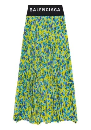 Balenciaga floral-print pleated midi skirt - Blue