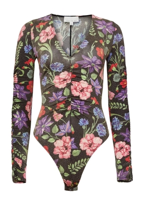 Fleur Du Mal Wildfleur Plunge bodysuit - Black