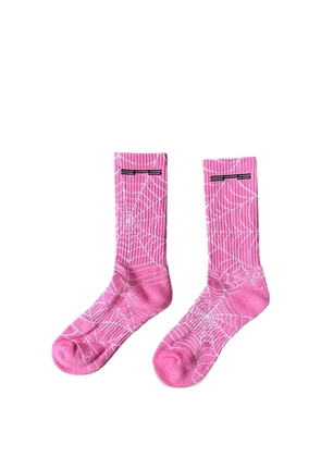 SP5DER spiderweb-print socks - Pink