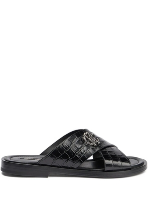 Roberto Cavalli logo-plaque sandals - Black