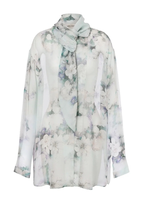 Alberta Ferretti scarf-collar shirt - Grey