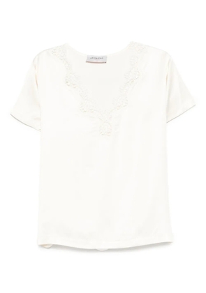 ERMANNO FIRENZE lace-trimmed V-neck top - Neutrals
