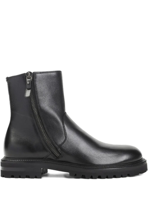 Giorgio Armani zip leather boots - Black