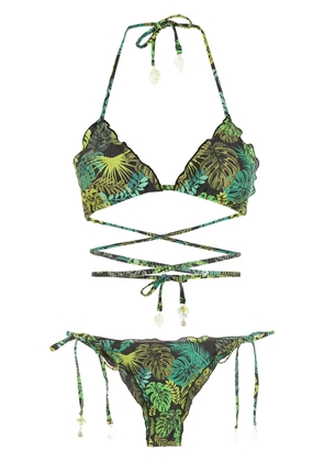 Amir Slama tropical print tie around bikini - Green