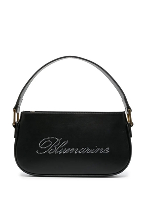 Blumarine rhinestone-logo leather bag - Black