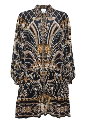 Camilla printed silk shirtdress - Blue