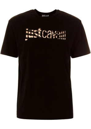 Just Cavalli logo-embroidered T-shirt - Black