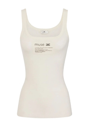 Elisabetta Franchi ribbed logo top - Neutrals