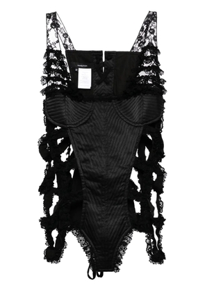 pushBUTTON lace embroidery sleeveless blouse - Black
