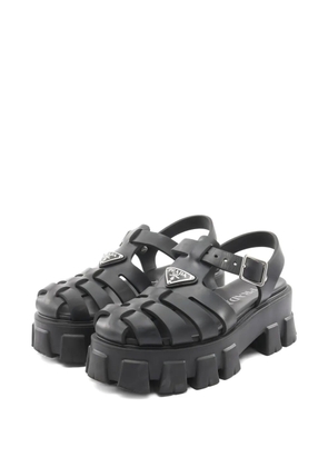 Prada Pre-Owned 2000s Monolith logo-plaque caged sandals - Black