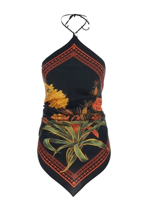 Blumarine floral scarf top - Black