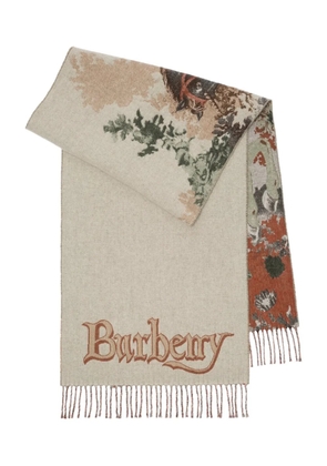 Burberry equestrian-knight portrait jacquard scarf - Neutrals