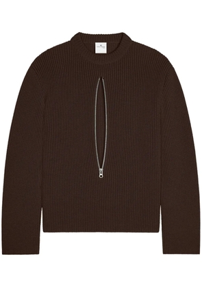 Courrèges zipped ribbed wool sweater - Brown