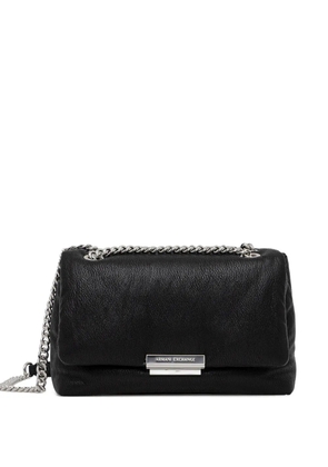 Armani Exchange logo-plaque chain satchel cross body bag - Black