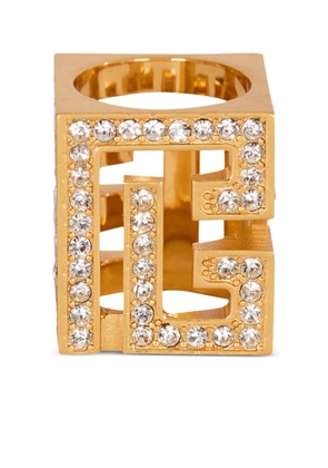 Balmain 3d rhinestone cube ring - Gold
