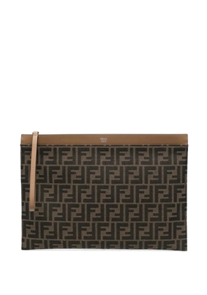 FENDI FF-jacquerd flat clutch bag - Brown