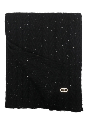 LIU JO sequin-embellished logo-plaque scarf - Black