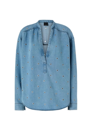PINKO eyelet V-neck top - Blue