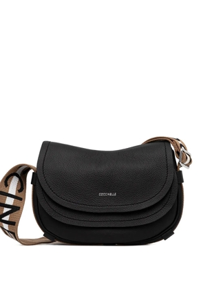 Coccinelle curved logo strap cross body bag - Black