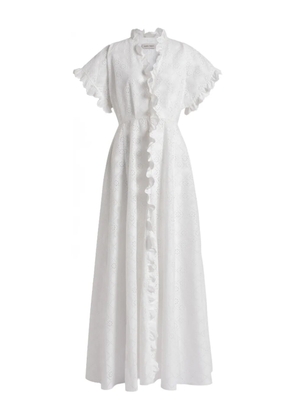 Alberta Ferretti ruffled eyelet maxi dress - White