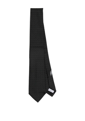 Ferragamo Gancini-print silk tie - Black