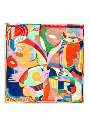 Bimba y Lola geometric-print silk scarf - Orange