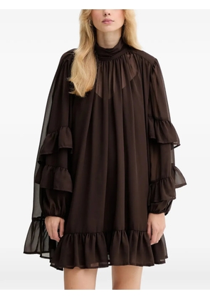 Gestuz ruffled high-neck dress - Brown